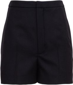 Pleated Wool Gabardine Shorts