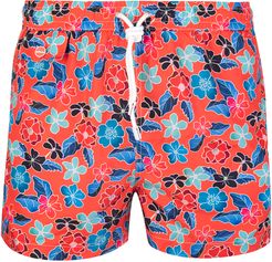 Red Swimsuit With Blue Floral Fantasy