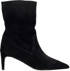 High Heels Ankle Boots In Black Suede