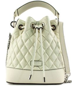 White Quilted Leather Bucket Bag