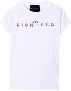 White Teen T-shirt With Sequins