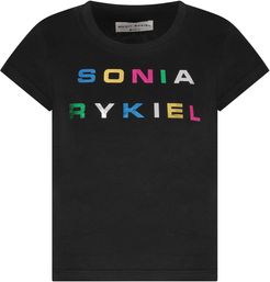Black T-shirt For Girl With Colorful Logo