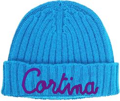 Turquoise Blended Cashmere Woman Cap Cortina Embroidery