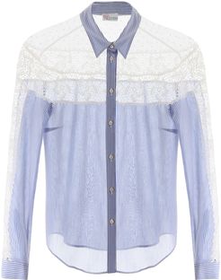 Shirt With Lace And Plumetis Insert