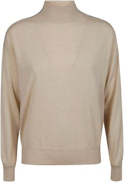 High-neck Plain Ribbed Sweater