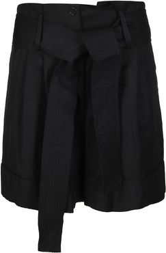 Black Viscose-linen Blend Shorts