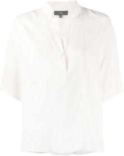 White Silk Blend Loose Fit Shirt