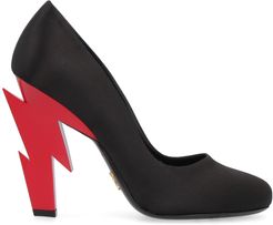 Sculptured Heel Satin Pumps