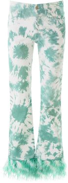 Tie-die Jeans With Feathers