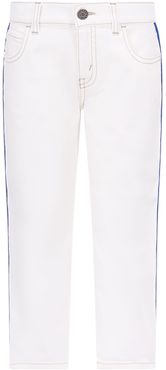 White Jeans For Boy With Red And Blue Web Detail