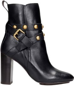 High Heels Ankle Boots In Black Leather