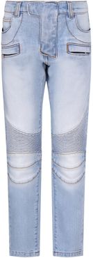 Light Blue Jeans With Silver Logo For Boy