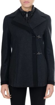 Blue Wool And Cashmere Double Breast Coat