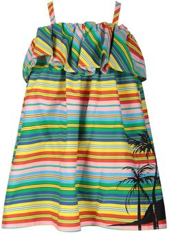 Multicolor Dress For Girl With Palm Tree