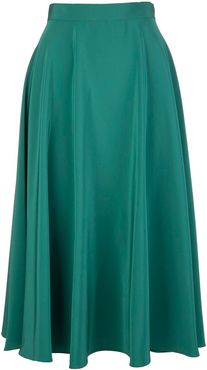 Green Satin Mid-length Skirt