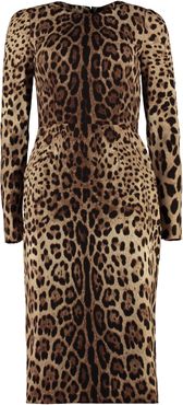 Leopard Print Silk Sheath-dress
