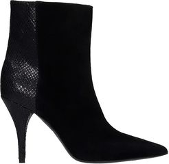 Low Heels Ankle Boots In Black Suede And Leather