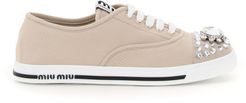 Gabardine Sneakers With Crystals