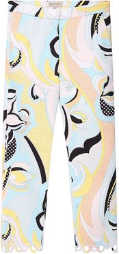 Light Blue Pants For Girl With Colorful Iconic Print