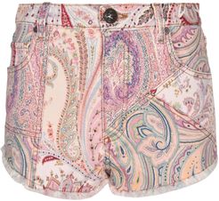 Paisley Denim Shorts