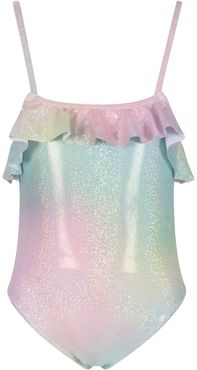 Multicolor Girl Swimsuit With Glitter