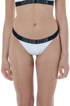 White And Black Logo Slip Bikini