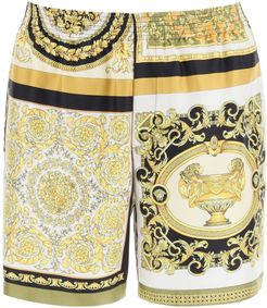 Barocco Mosaic Print Silk Bermudas