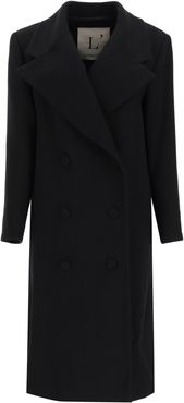 Double-breasted Wool Crepe Coat