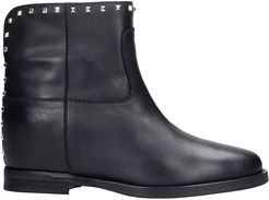 Ankel Boots Inside Wedge In Black Leather