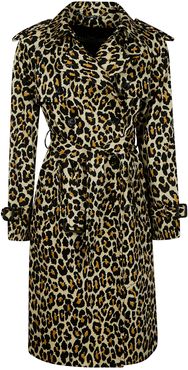 Animal Print Double-breasted Long Coat