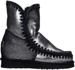 Eskimo Inner Ankel Boots Inside Wedge In Black Leather