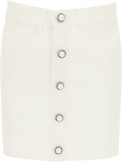 Drill Mini Skirt With Buttons