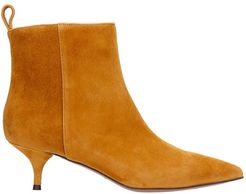 Low Heels Ankle Boots In Leather Color Suede