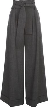 Long Wide Leg Pants W/lapel And Belt