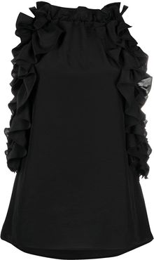 Black Abotay Top With Ruffles