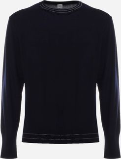 Merino Wool Sweater With Contrasting Stitching