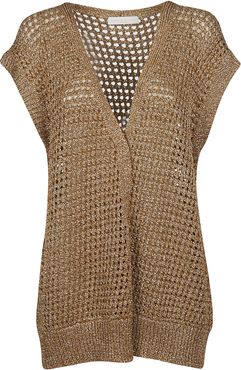 Perforated Sleeveless Cardigan