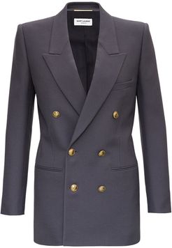 Double-breasted Grey Wool Blazer