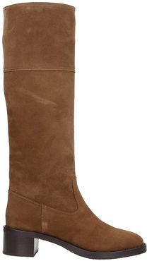 Low Heels Boots In Brown Suede