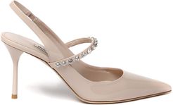 Nude Color Leather Stones Pumps