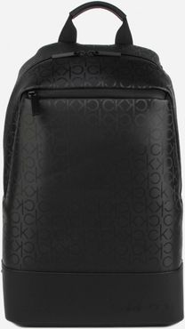 Round Backpack With All-over Embossed Logo