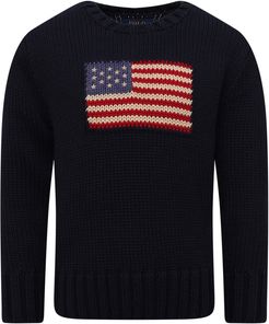 Blue Sweater For Kids With Iconic Flags