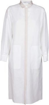 White Cotton-linen Blend Shirt Dress