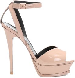 Tribute Lips Sandals In Nude Patent Leather