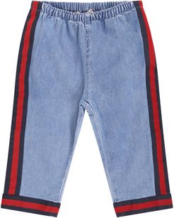 Light Blue Jeans For Babykids With Red And Blue Web Detail