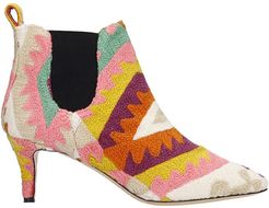 High Heels Ankle Boots In Multicolor Wool