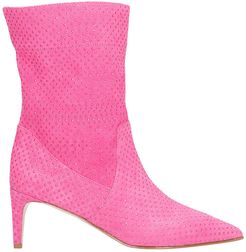 High Heels Ankle Boots In Fuxia Suede