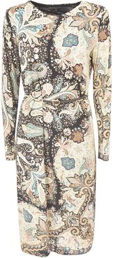 Belted Paisley Dress