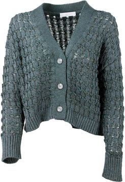 Cotton Cardigan With Buttons And Mesh Work