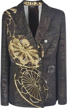 All-over Print Double-breasted Blazer
